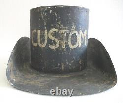 Iron Hat Trade Store Display Advertisement Sign Custom Hats Hanging, Blue