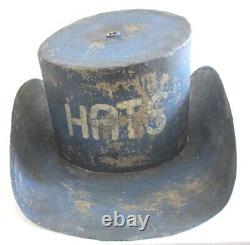 Iron Hat Trade Store Display Advertisement Sign Hats Hanging, Blue