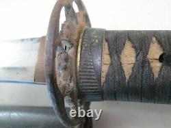 JAPANESE SAMURAI wakisashi SWORD OLD MOUNTS SIGNED VERY ACTIVE TEMPER NO FLAWS