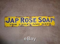 JAP ROSE SOAP PORCELAIN ENAMEL ADVERTISING SIGN STRIP old antique vintage 1920s