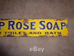 JAP ROSE SOAP PORCELAIN ENAMEL ADVERTISING SIGN STRIP old antique vintage 1920s