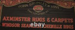 JOHN BROMLEY & SONS PHILADELPHIA RUGS & CARPETS Antique Reverse on Glass Sign