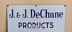 J&J DeChane Medical Antique Vintage Advt Tin Enamel Porcelain Sign Board Old E92