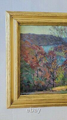 J William Hallquist Antique Illinois 1920's Old Landscape American Oil Painting