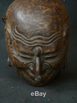 Japanese Vintage Okina Old Man Mask Art Noh Composition Sawdust Mask withSigned