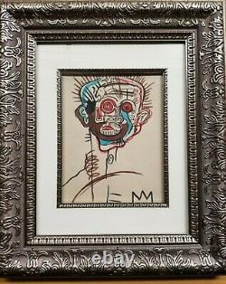 Jean Michel Basquiat Vintage on old Paper Drawing painting SAMO 8X13