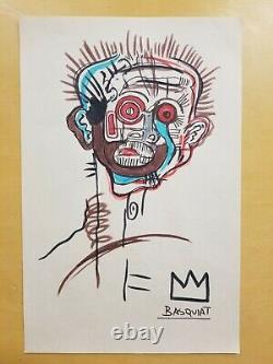 Jean Michel Basquiat Vintage on old Paper Drawing painting SAMO 8X13