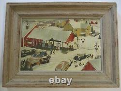 John Wheat Painting Wpa Era Antique American Americana Regionalism City Xmas Old