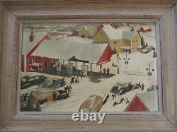 John Wheat Painting Wpa Era Antique American Americana Regionalism City Xmas Old