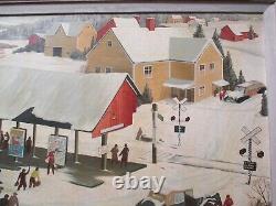 John Wheat Painting Wpa Era Antique American Americana Regionalism City Xmas Old