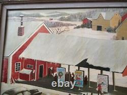 John Wheat Painting Wpa Era Antique American Americana Regionalism City Xmas Old