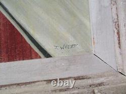 John Wheat Painting Wpa Era Antique American Americana Regionalism City Xmas Old