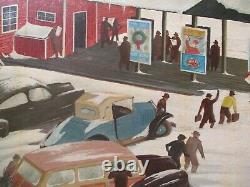 John Wheat Painting Wpa Era Antique American Americana Regionalism City Xmas Old