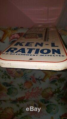 KEN-L RATION OLD 1950'S Dog Food Can Metal Thermometer Sign GREAT WORKS ANTIQUE