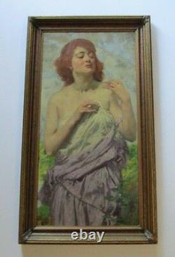 Karl Witholm Painting Risque Masterpiece Gorgeous Art Nouveau Deco Antique Old