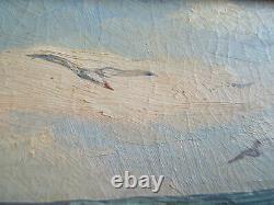 Karl k. Von pollnitz seascape oil painting on board 1930 antique vtg old