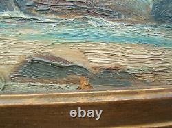 Karl k. Von pollnitz seascape oil painting on board 1930 antique vtg old