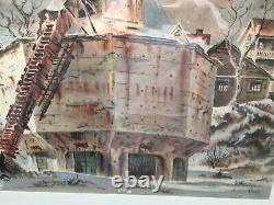 Koppers Coke Patterson N. J. Signed A. Barbour Watercolor Industrial Scene Old