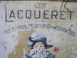 LACQUERET STANDARD VARNISH WORKS Antique Self Framed Tin Sign CHAS SHONK CHICAGO