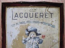 LACQUERET STANDARD VARNISH WORKS Antique Self Framed Tin Sign CHAS SHONK CHICAGO
