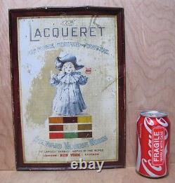 LACQUERET STANDARD VARNISH WORKS Antique Self Framed Tin Sign CHAS SHONK CHICAGO