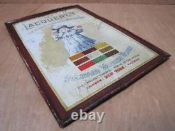 LACQUERET STANDARD VARNISH WORKS Antique Self Framed Tin Sign CHAS SHONK CHICAGO