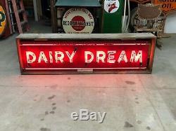 LARGE Vintage 1940's 1950's DAIRY DREAM Sign AnTiQue Old ICE CREAM Milk Soda Pop