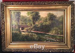 LISTED Henry Hulsmann Impressionist Landscape Old Antique Oil Painting