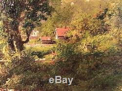 LISTED Henry Hulsmann Impressionist Landscape Old Antique Oil Painting