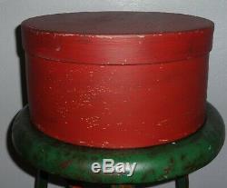 Large 9 3/4 Pantry Box-Shaker-Old Red Paint-Spice-Bentwood Firkin-AAFA-Signed
