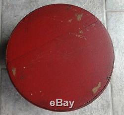Large 9 3/4 Pantry Box-Shaker-Old Red Paint-Spice-Bentwood Firkin-AAFA-Signed