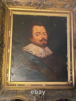 Large Antique Old Master Style Portrait Of A Gentleman Oil Painting Framed