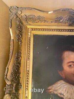 Large Antique Old Master Style Portrait Of A Gentleman Oil Painting Framed