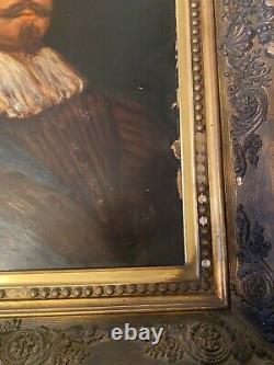 Large Antique Old Master Style Portrait Of A Gentleman Oil Painting Framed