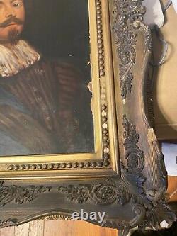 Large Antique Old Master Style Portrait Of A Gentleman Oil Painting Framed