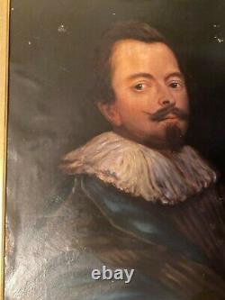 Large Antique Old Master Style Portrait Of A Gentleman Oil Painting Framed