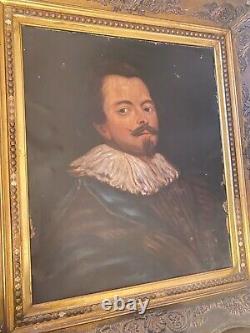 Large Antique Old Master Style Portrait Of A Gentleman Oil Painting Framed