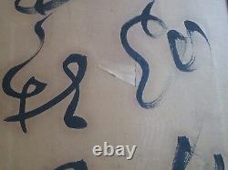 Large Antique Scroll Painting Fine Chinese Poem Scholar Qing Period Old Asian