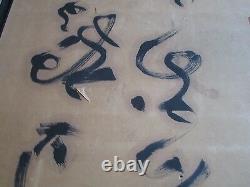 Large Antique Scroll Painting Fine Chinese Poem Scholar Qing Period Old Asian