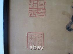 Large Antique Scroll Painting Fine Chinese Poem Scholar Qing Period Old Asian