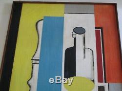 Large MID Century Modern Painting Abstract Cubist Cubism Pop 1940's Antique Old