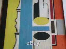 Large MID Century Modern Painting Abstract Cubist Cubism Pop 1940's Antique Old