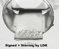 Large Old Antique Estate Signed 925 Silver Ruby Jadeite Nephrite Mans Ring 10