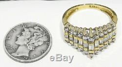 Large Old Estate Signed 4.7g 14k Gold 1.0 tcw Baguette Diamond Wedding Ring 7