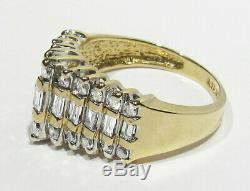 Large Old Estate Signed 4.7g 14k Gold 1.0 tcw Baguette Diamond Wedding Ring 7