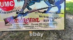 Large Old Vintage Remington Umc Rifile Porcelain Metal Hunting Gun Dealer Sign
