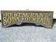 Large Wood Soda Fountain Restaurant Sign Antique Old Vtg Calvi's Middlebury Vt