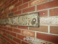 Late 1800's cast iron old textile mill building sign-Nashua Mills