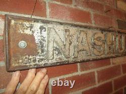 Late 1800's cast iron old textile mill building sign-Nashua Mills
