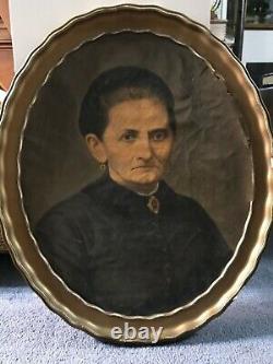 Listed artist ALVAH BRADISH original oil painting 1873 portrait of an old woman